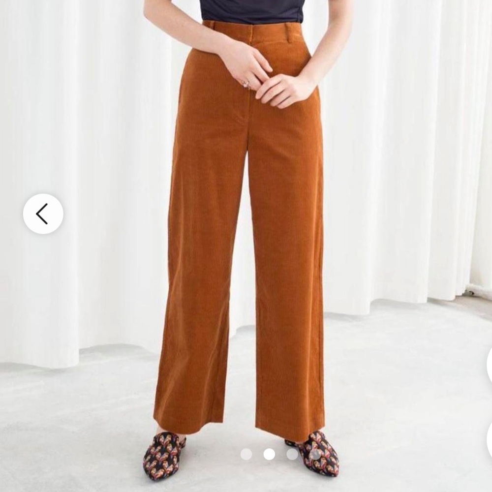 & Other Stories burnt orange wide leg corduroy pants